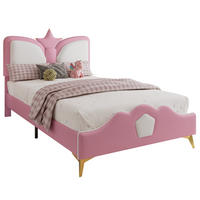 POLSTERBETT 90/200 cm in Rosa/Weiß mit Kronen-Kopfteil und weicher Polsterung - Rosa, Kunststoff (90/200cm) - Flora Grace
