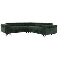 ECKSOFA QUADRO L - Dunkelgrün Cord - Links Seite - Dunkelgrün/Schwarz, Textil/Metall (269/269cm) - MKS