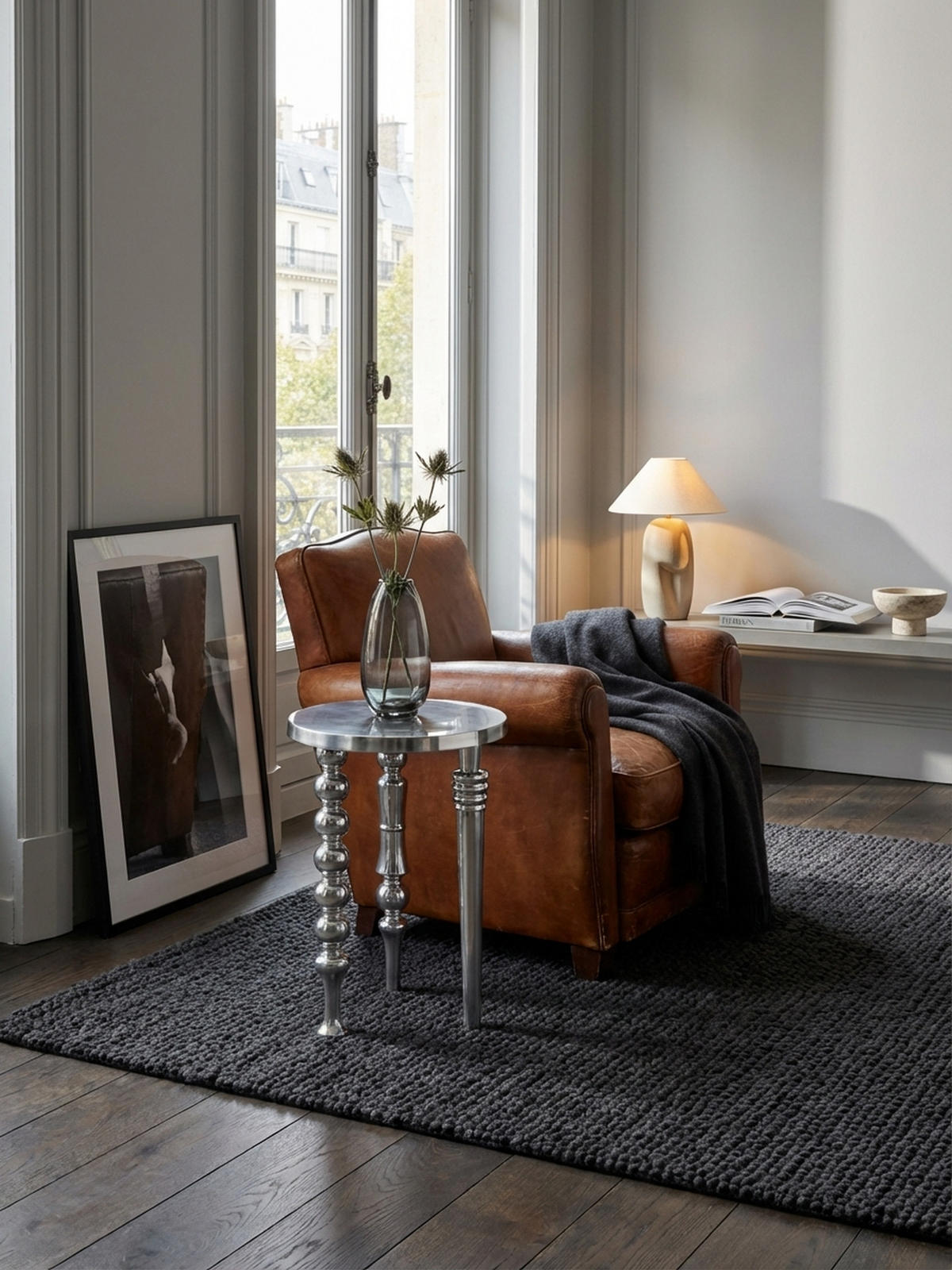 BEISTELLTISCH – Aluminium Silber Dreibein Design 44x44x63 cm - Silberfarben, Metall (44/44/63cm) - KADIMA DESIGN