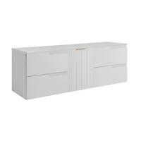 WASCHBECKUNTERSCHRANK MODERN 160 cm mit Arbeitsplatte Farbe: Weiß mit geriffelter Vorderseite Farbe: Weiß - Weiß - Weiß, Holzwerkstoff (160/57/46cm) - Rodan