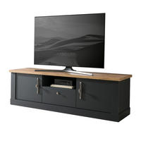 TV-LOWBOARD grau, Eiche Wotan, Landhaus 158 cm, TV Unterteil mit Soft-Close - Silberfarben/Eiche Wotan, Holzwerkstoff/Kunststoff (158/51/45cm) - Furn.Design