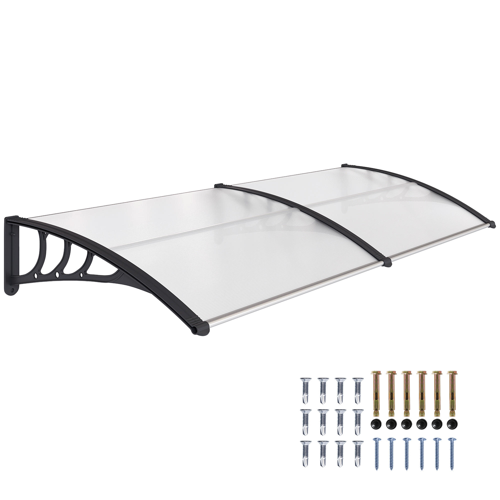 VORDACH DE-13917 Polycarbonat/Aluminium 195/75 cm, UV-Schutz Transparent - Transparent, Kunststoff (75/23/195cm) - ComfortXL