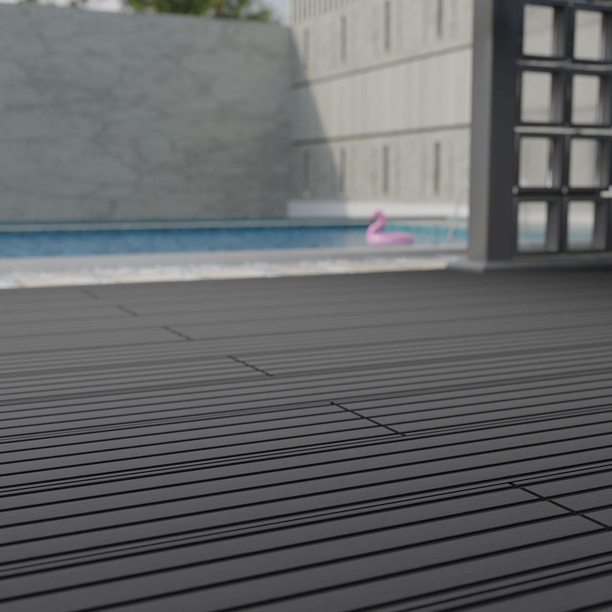 TERRASSENDIELEN WPC Anthrazit 10 m² - Anthrazit, Kunststoff (220/14.6/2.5cm) - Juskys