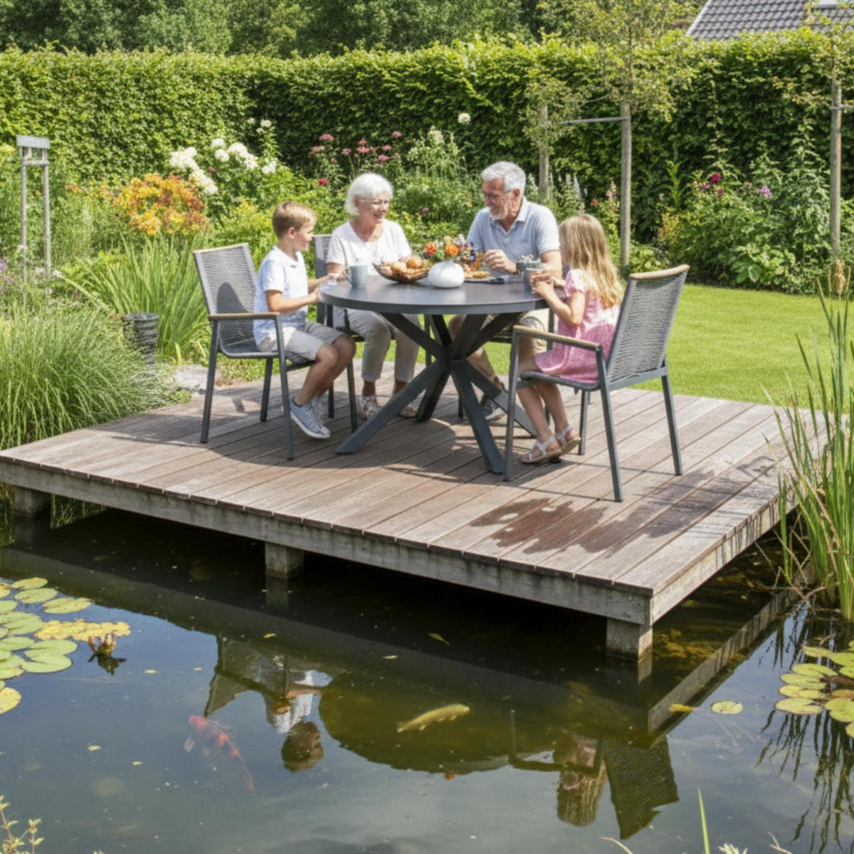 GARTENMÖBEL-SET Alicante und Malaga - Grau, Metall - Mr. Deko