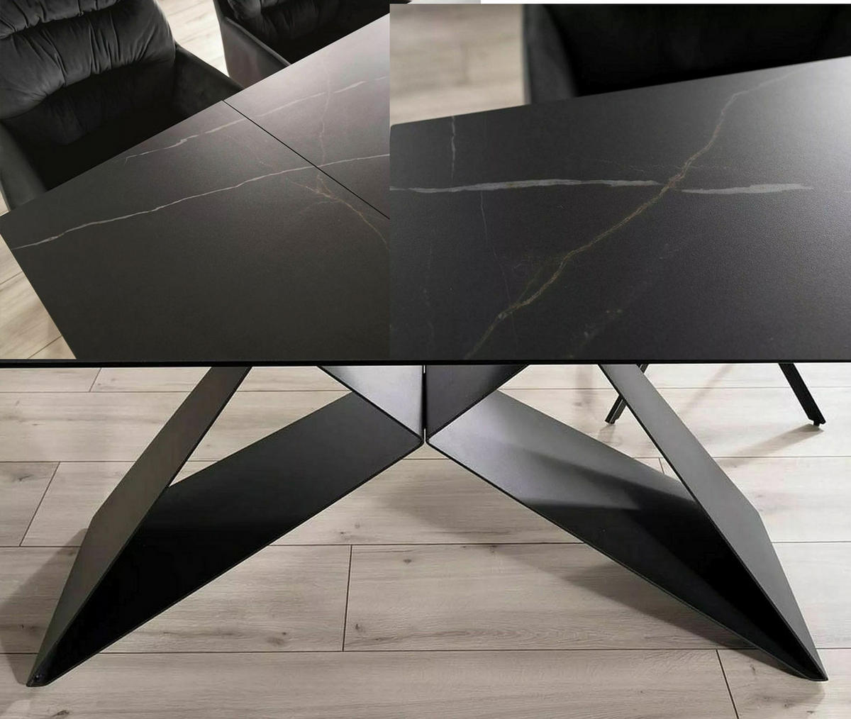 ESSTISCH Westin Schwarz Marmor / Schwarz Matt 160-240 / 90 / 77cm - Schwarz, Holz/Keramik (90/240/77cm) - Feldmann-Wohnen