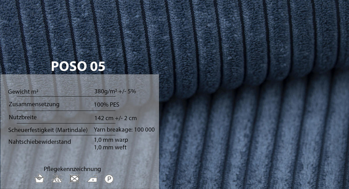 SCHLAFSOFA mit Bettkasten und Cordstoff MONA Blau - Blau, Holzwerkstoff (255/85/105cm) - Compleo24