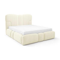 POLSTERBETT 180x200 Safron mit LED, Metall-Lattenrost, Creme - Creme, Holz/Textil (180/200cm) - Emporius