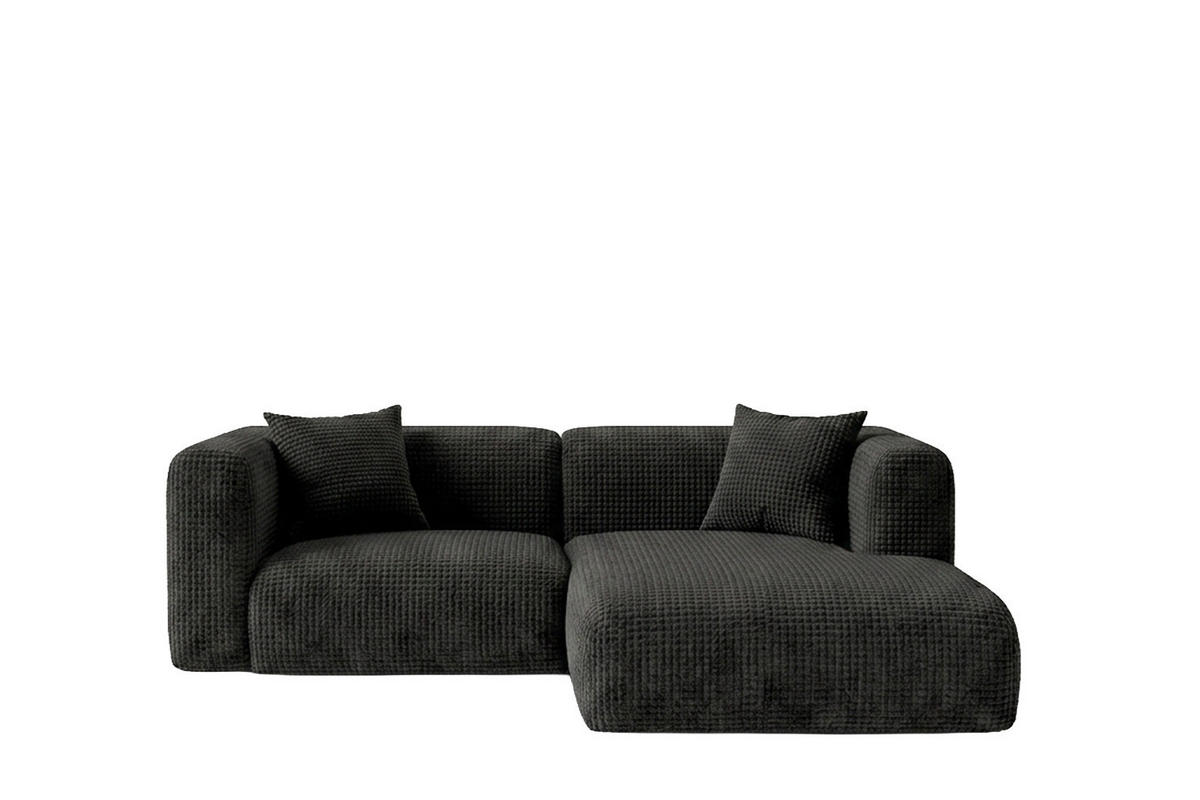ECKSOFA L-Form, Chenille-Stoff Cremona, Anthrazit, Rechts, GRETA - Anthrazit, Holz (318/179cm) - Kaiser Möbel