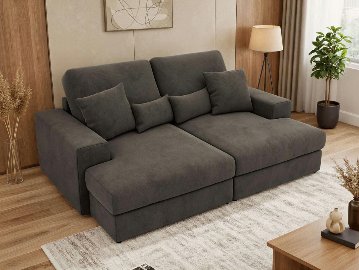 TROJMIESTNA POHOVKA ANERA - Tmavosivá Samet - čierna/tmavosivá, textil/plast (248/107/163cm) - MKS