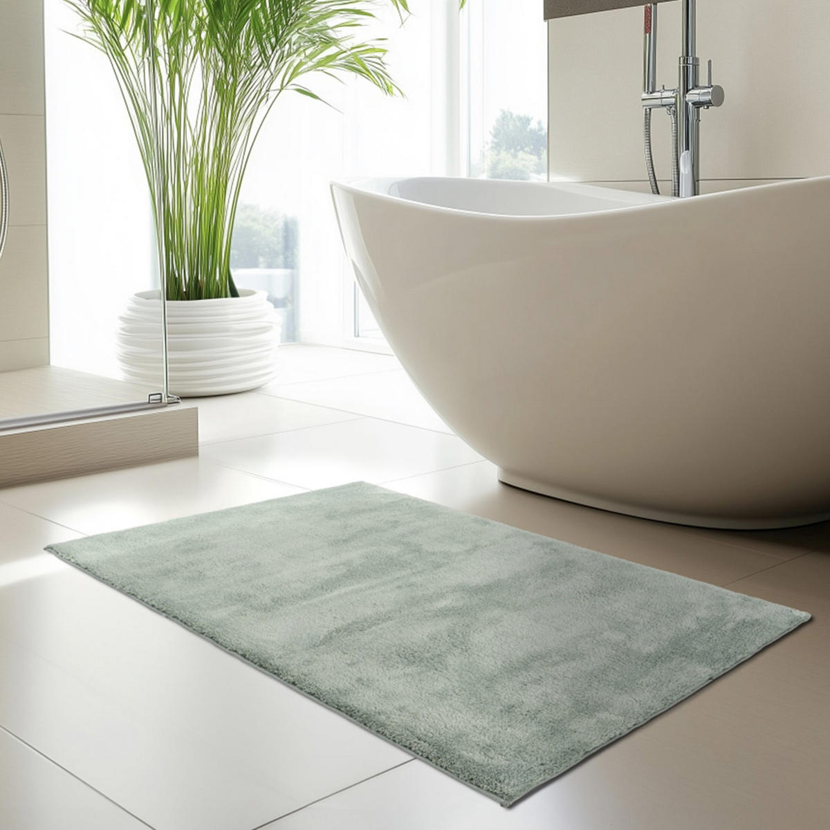 BADTEPPICH Waschbar Pure 500 Jade-Grün 50x90 cm - Grün, Textil (50/90cm) - carpet city