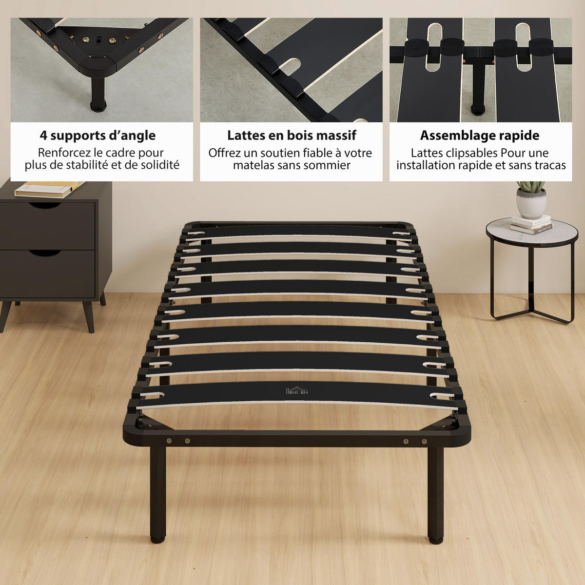BETT Schwarz 90/190/33 cm - Schwarz, Metall - PANGIVO