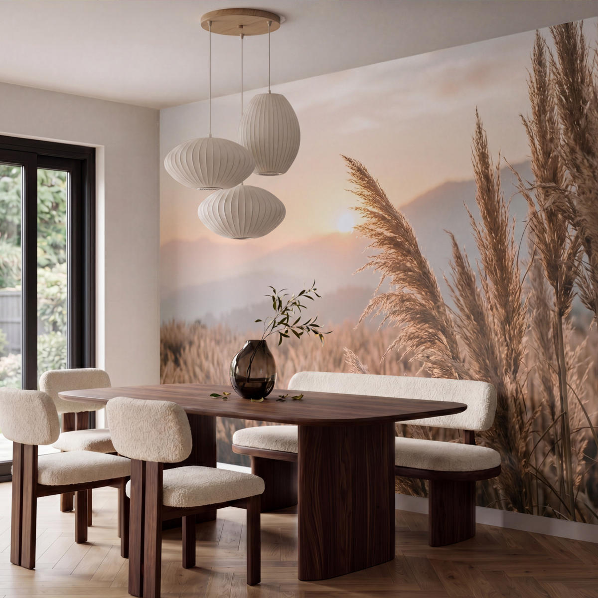 TAPETE - Gras - Feld - Sonne - Natur - 400x260 cm - Sandfarben, Papier (400/260cm) - OnlyWow