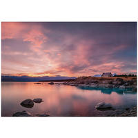 FOTOTAPETE Landschaft Himmel Rosa 350x250 cm - Multicolor, Papier (350/250cm) - Wallarena