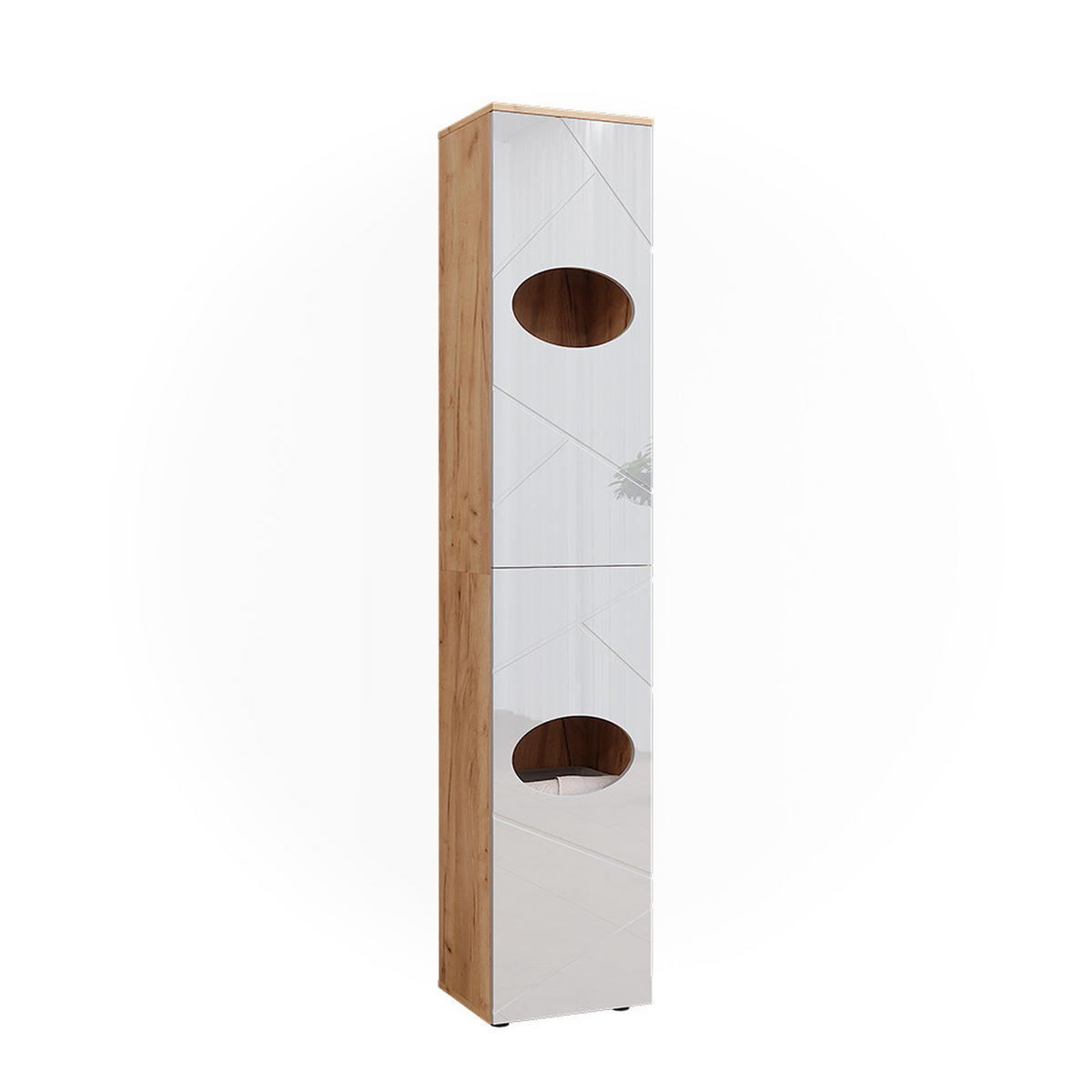 WÄSCHESCHRANK Irma Goldkraft Eiche/Weiß Hochglanz 37.2 x 192 cm - Weiß Hochglanz/Eiche Wotan, Holzwerkstoff (37.2/192/32cm) - Vicco