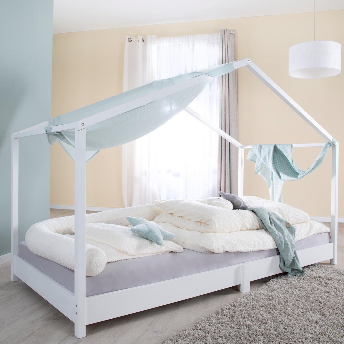 HAUSBETT 90 x 200 cm Bodenbett weiß - Weiß, Holzwerkstoff (90/200cm) - Roba