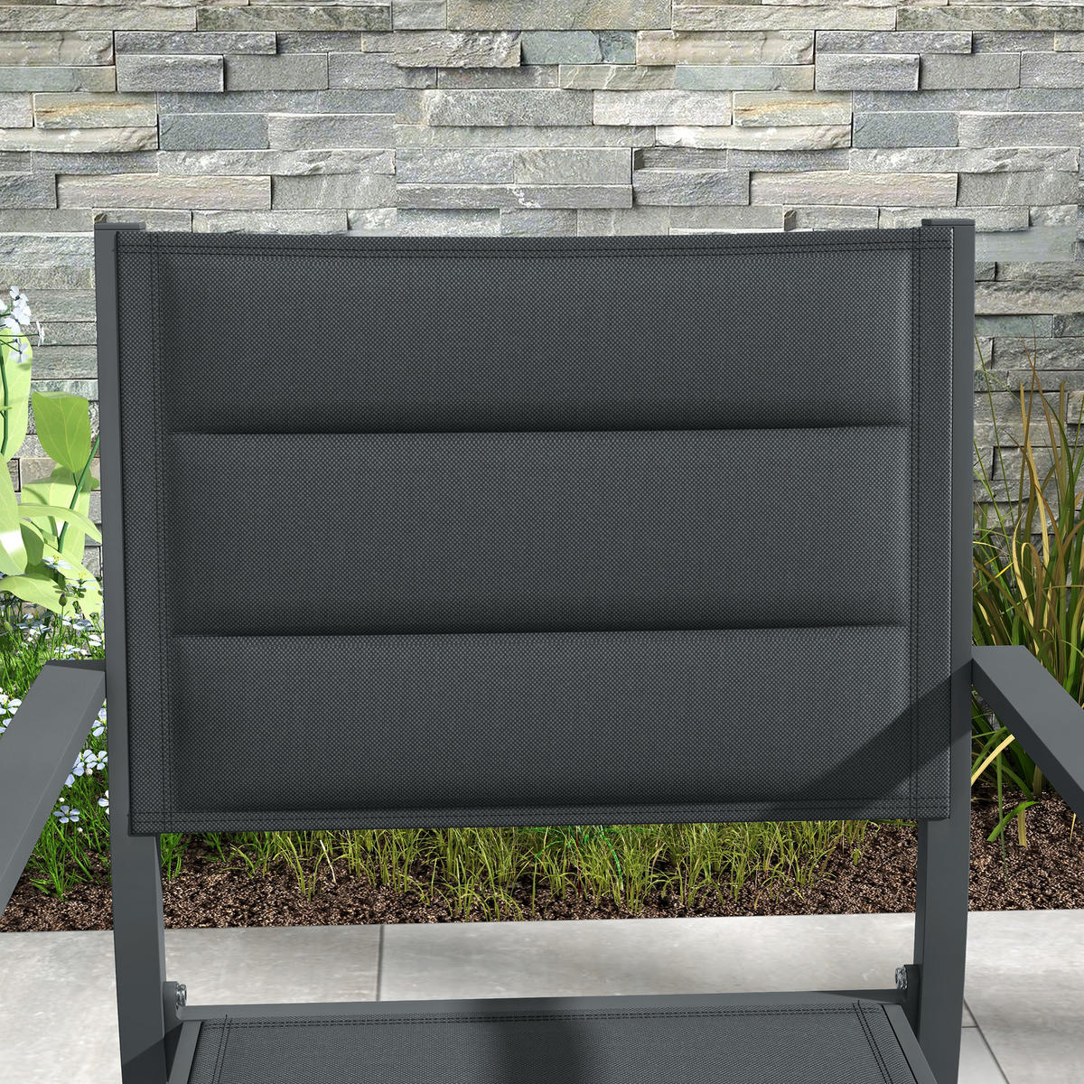 GARTENSESSEL 4er-Set DE-13214 stapelbar mit Armlehnen, Aluminium - Grau, Metall (57.5/87/56.5cm) - ComfortXL