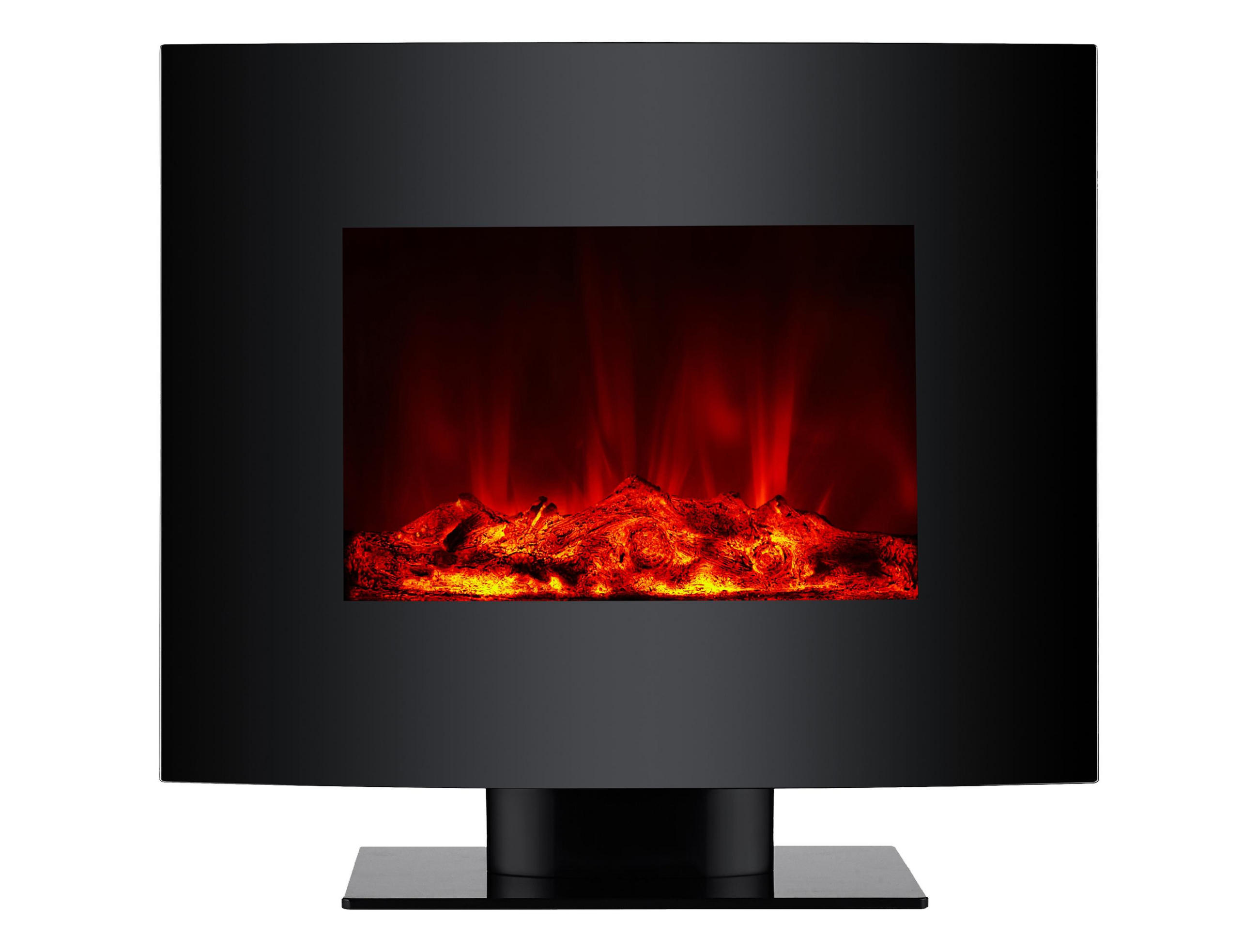 ELEKTROKAMIN Schwarz Bodenmodell mit integrierter Heizung 2000 W - Schwarz, Glas (66/52/16cm) - Purline