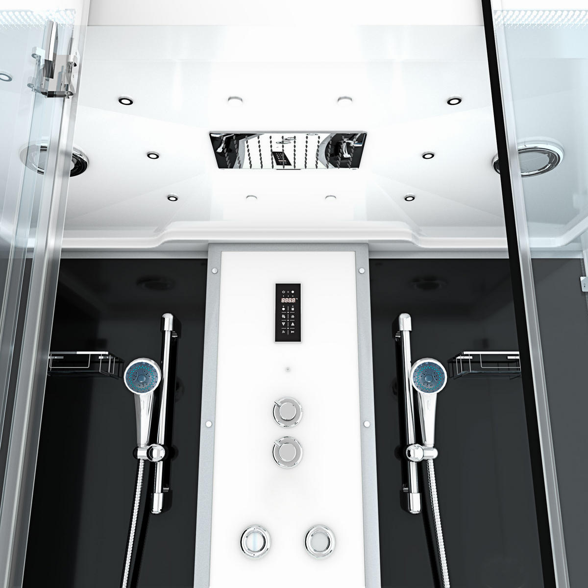 BADEWANNE mit Tür Dusche K88-SW-EH-B-EC-EA Duschtempel - Schwarz, Glas/Kunststoff (100/228/180cm) - AcquaVapore by Sandra Jentho