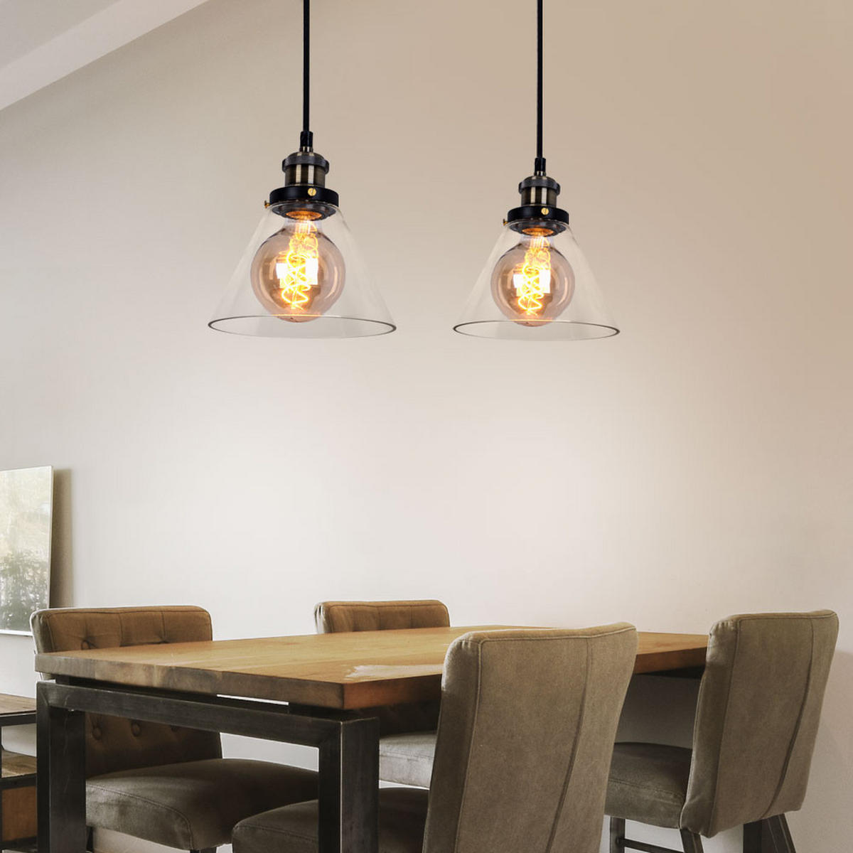 HÄNGELEUCHTE Metall Schwarz Klar - Schwarz, Glas (18/23/110cm)