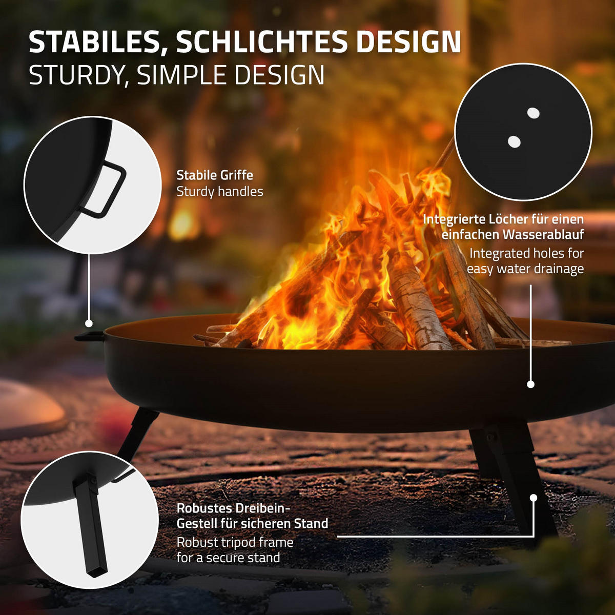 FEUERSCHALE - Schwarz, Metall (70/27/77.5cm) - ECD-Germany