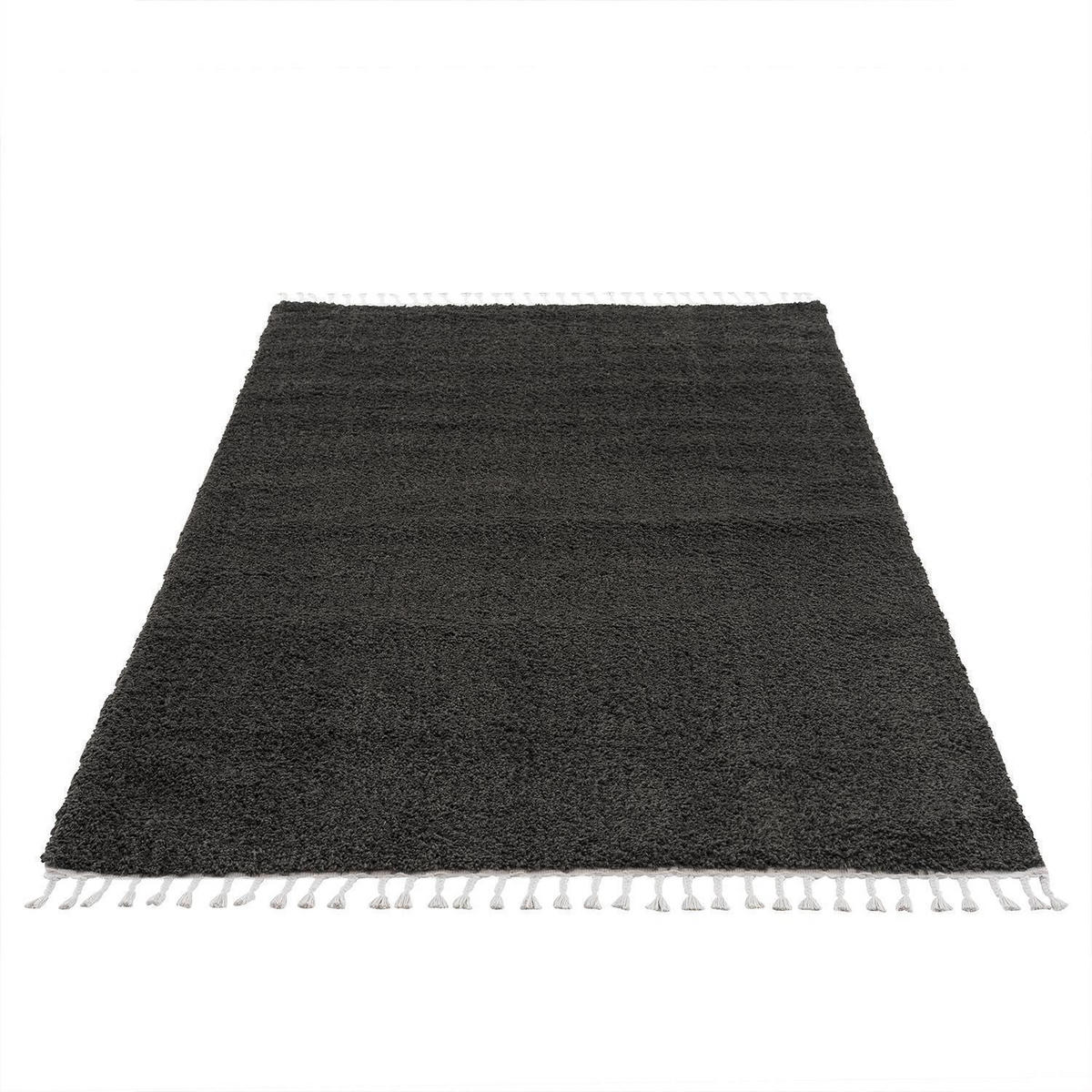 HOCHFLOR-TEPPICH Shaggy Pulpy 100 Schwarz 140x200 cm - Schwarz, Textil (140/200cm) - carpet city