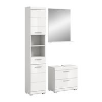 BADKOMBINATION 3tlg. Scout Bad in weiß Nachbildung und weiß hochglanz B/H/T: 112x191x34 cm - Weiß, Holz (112/191/37cm)