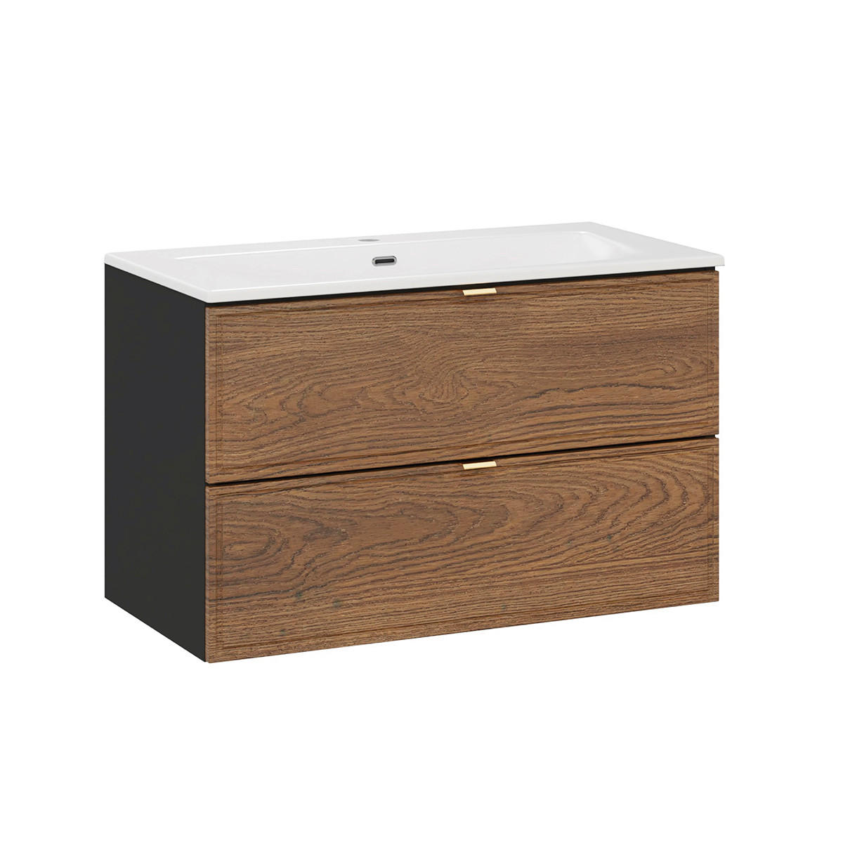 BADMÖBEL 80cm Elena 2er-Set Holz und Schwarz - Schwarz, Holzwerkstoff (80/50/46cm) - Petits-meubles