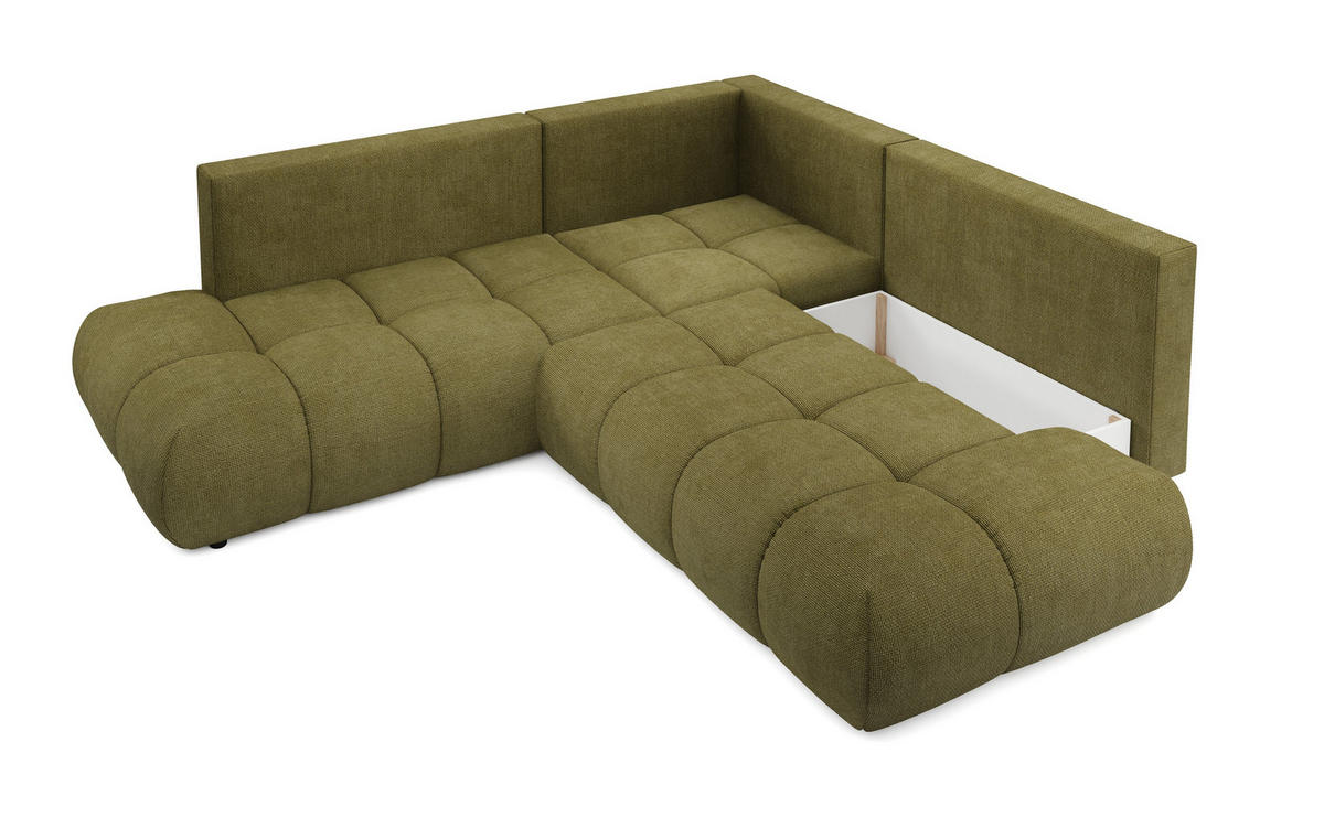 ECKSOFA DUCA II L-S Grün Chenille mit Schlaffunktion - Grün, Holz (266.5/266.5cm) - MASSENO