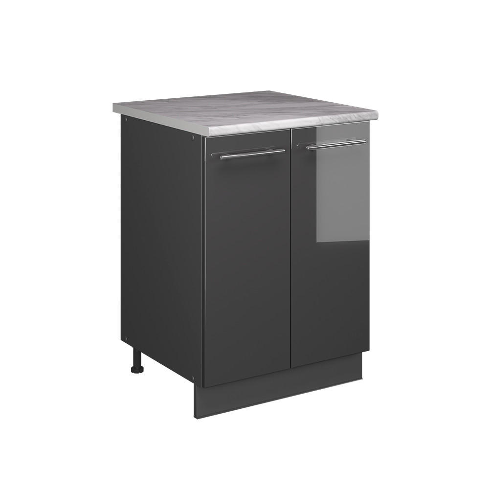 SPÜLENUNTERSCHRANK Fame-Line, Anthrazit Hochglanz/Anthrazit, 60 cm - Schwarz Hochglanz/Anthrazit, Holzwerkstoff (60/82/60cm) - Vicco