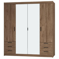DREHTÜRENSCHRANK ELENORA 176,3/190,5/53cm 4-türig mit Spiegel Braun - Braun, Holzwerkstoff (176.3/190.5/53cm) - MASSENO