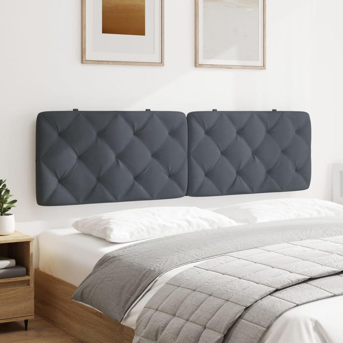 KOPFTEIL-KISSEN Dunkelgrau 180 Cm Samt - Grau, Naturmaterialien - vidaXL