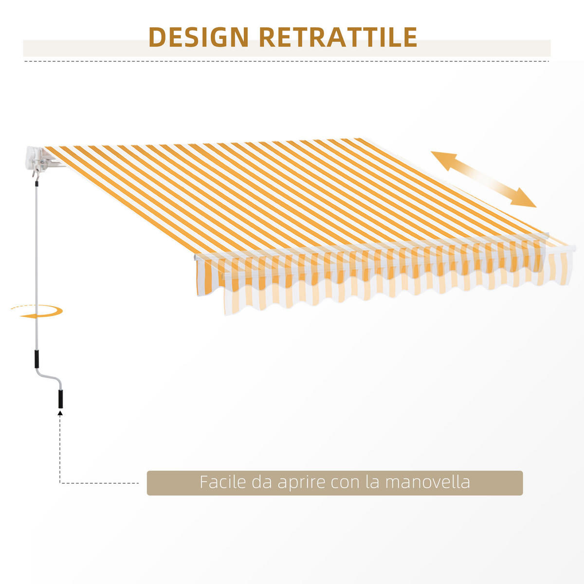 MARKISE DE-13907 manuell 295/245 cm, Winkel 45°-85° Orange - Orange, Metall (245/1/295cm) - ComfortXL