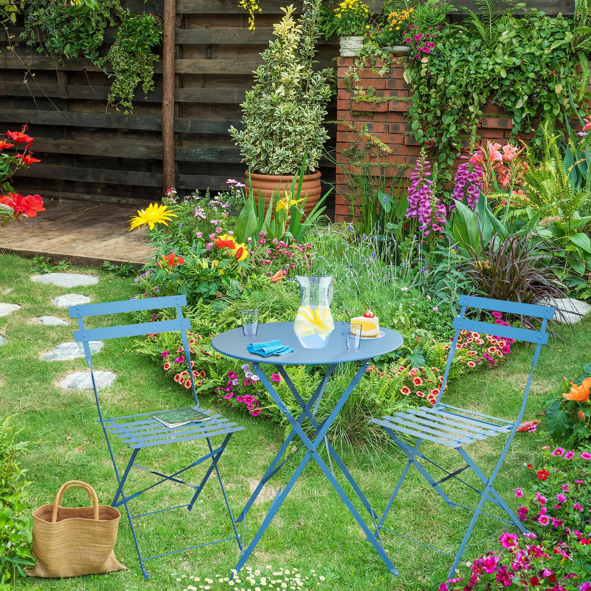 BISTRO-SET BERLIN Metall Blau - Blau, Metall - SVITA