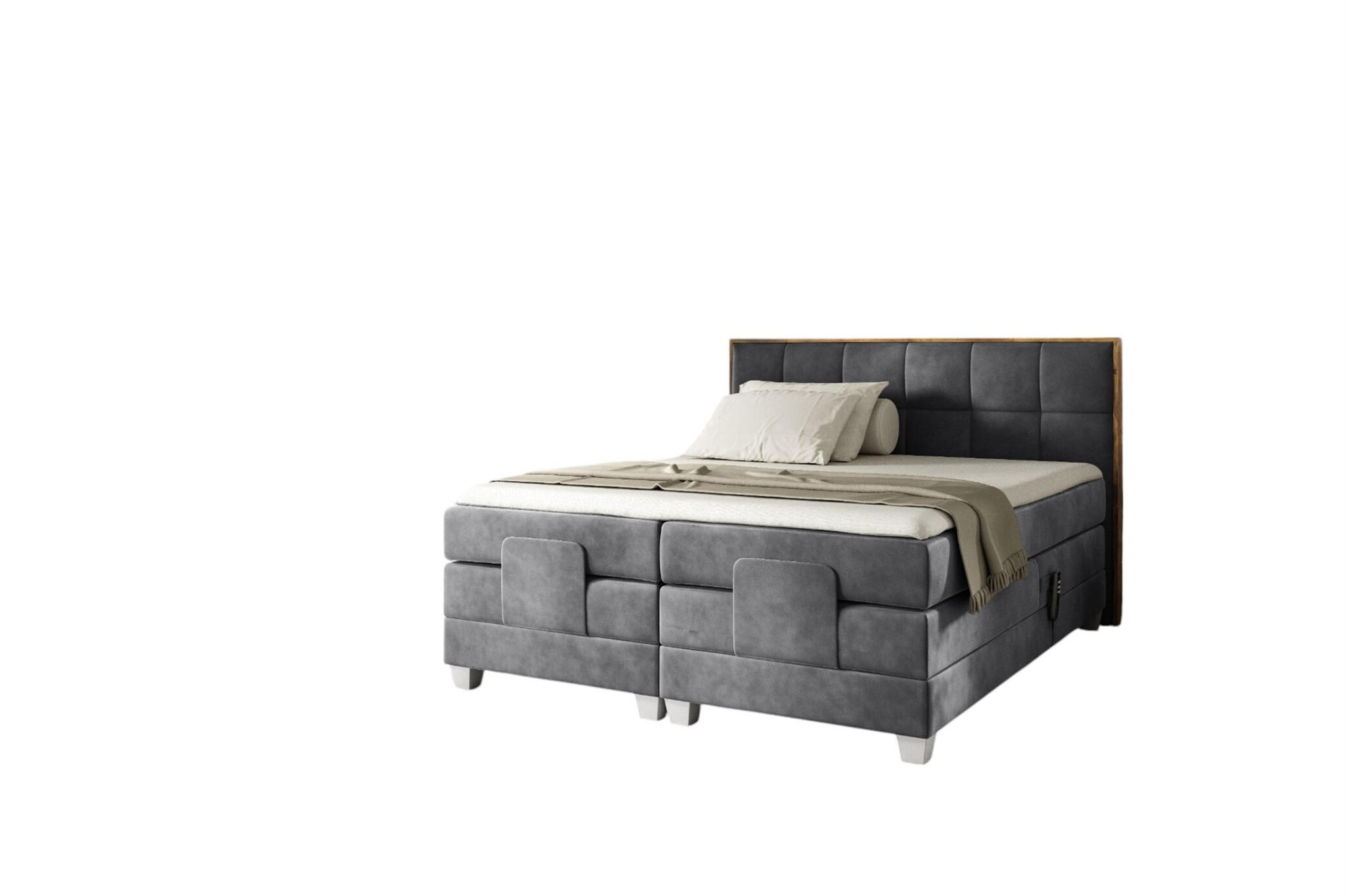 Fun Möbel Boxspringbett Grau 120x200 cm