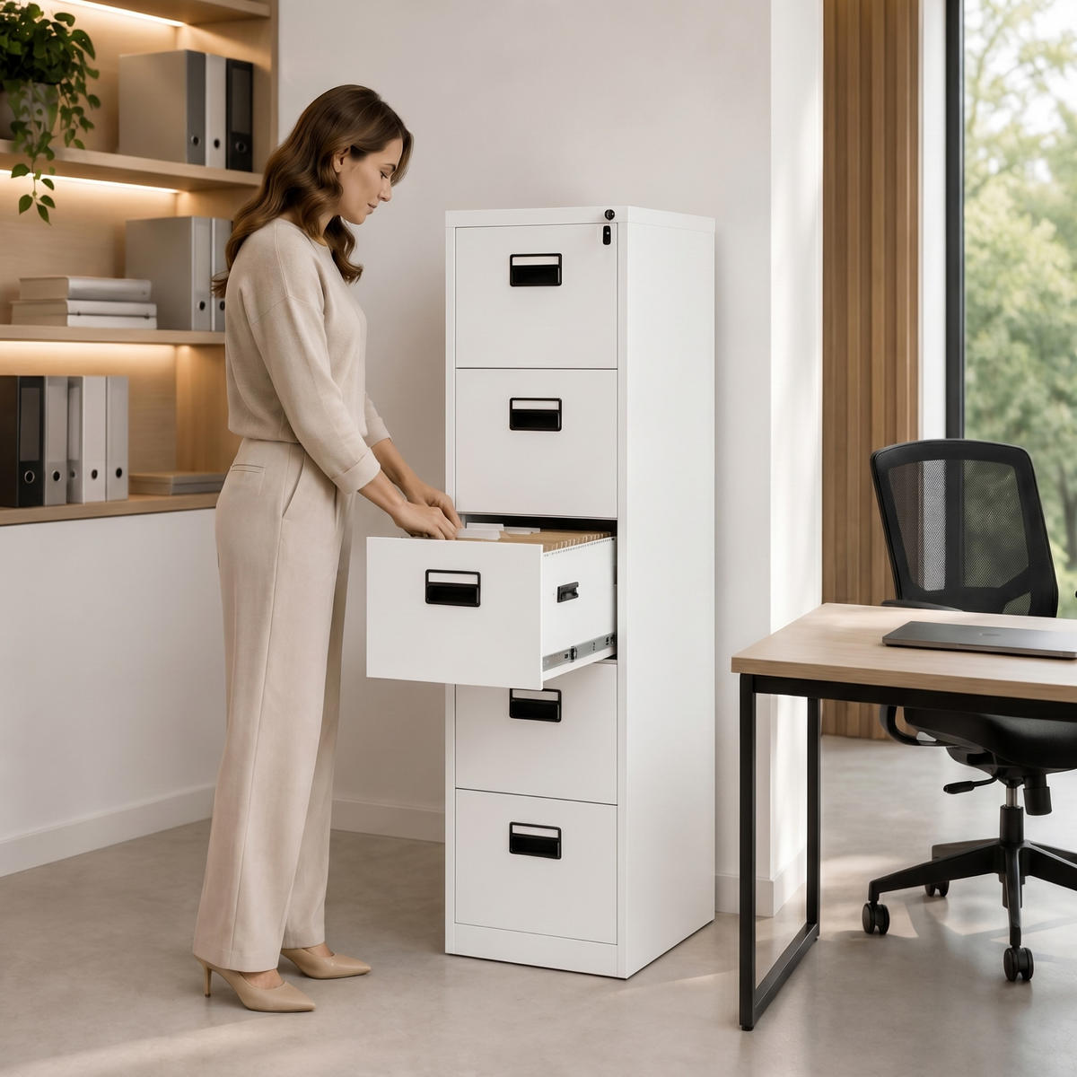 AKTENSCHRANK aus Metall SARA V5 460 x 1625,5 x 600 mm - Weiß, Metall (46/163/60cm) - Jan Nowak