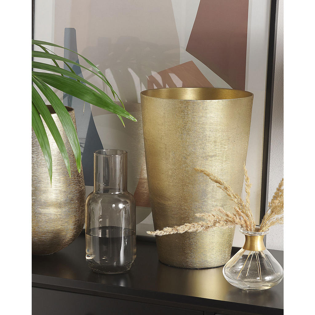 Thumbnail - Beliani Blumenvase, Gold, Metall, 31 cm, Dekoration, Vasen, Metallvasen