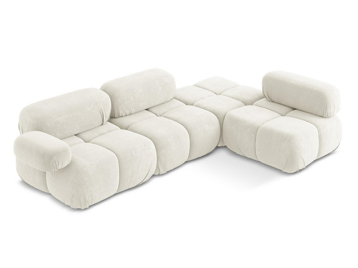 ECKSOFA Rechts Chenille Stoff Weiß - Pink/Schwarz, Kunststoff/Textil (285/190cm) - Makamii