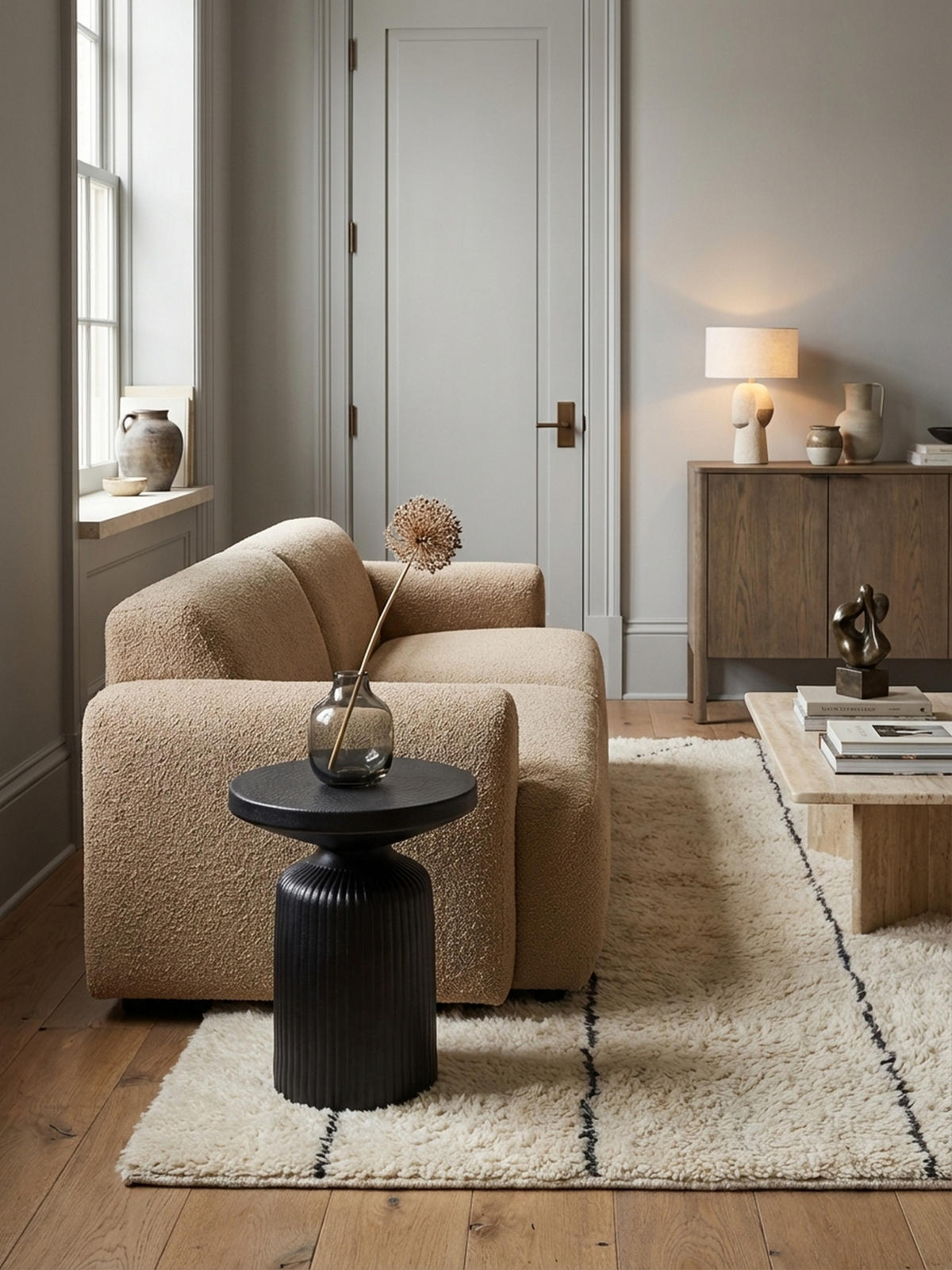 BEISTELLTISCH – Rund Schwarz 40x40x50 cm Hammerschlag Design - Schwarz, Metall (40/40/50cm) - KADIMA DESIGN