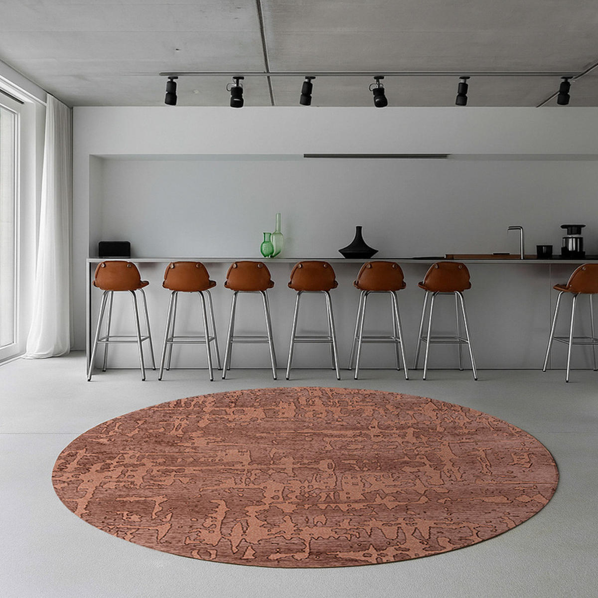 TEPPICH Za Copper Structures Baobab 140/140 cm - Pink, Kunststoff/Textil (140/140cm) - Louis De Poortere