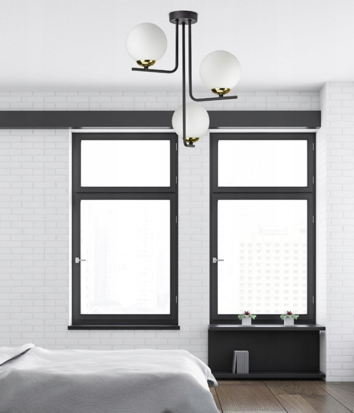 DECKENLEUCHTE Milano Glas - Goldfarben/Schwarz, Glas/Metall (40/40/47cm) - kiki design