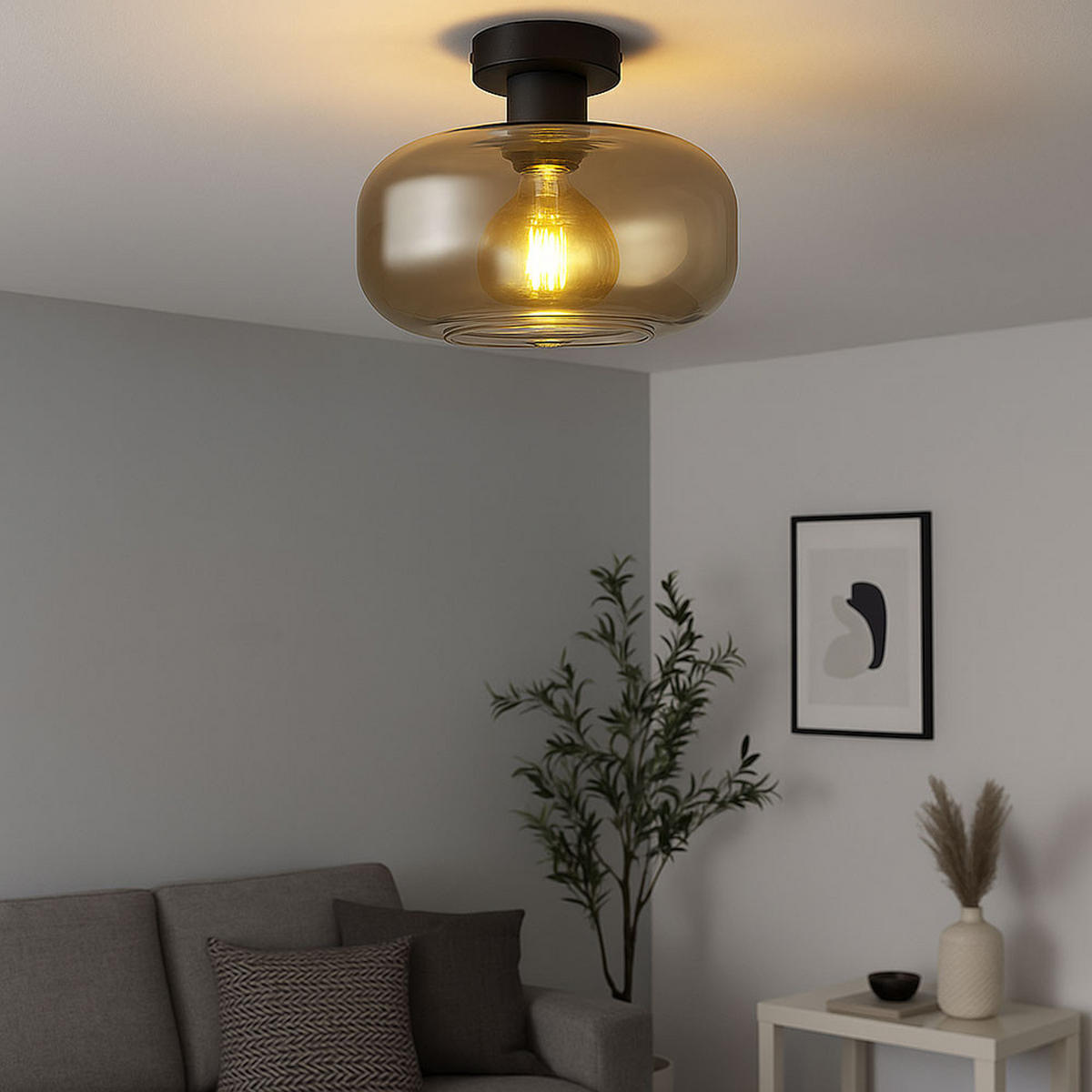 LED DECKENLEUCHTE Metall Schwarz - Schwarz, Glas (28/28/20.5cm) - Globo Lighting