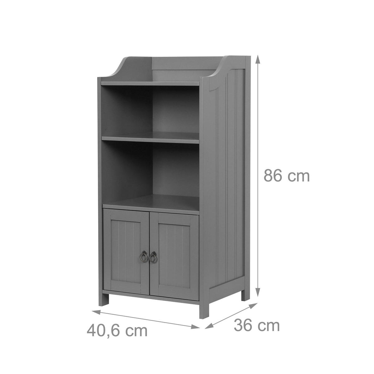 BADEZIMMERSCHRANK - Grau, Holzwerkstoff/Metall (40.5/86/36cm) - Relaxdays