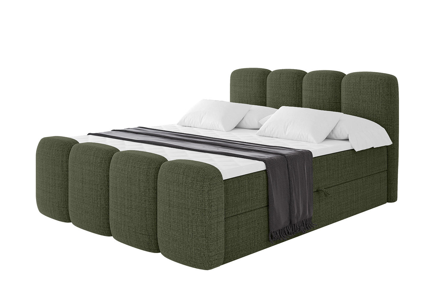 ALTDECOR AMERICKÁ postel s matrací H4 a lamelovým roštem – NINA-Z – 160 × 200 cm – zelená