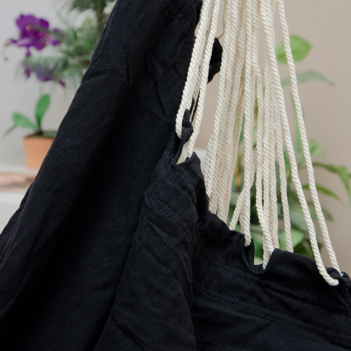 XL HÄNGESTUHL mit Gestell 210/140 cm , Schwarz - Schwarz, Textil (140/210/160cm) - Amanka