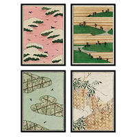 POSTER Set mit 4 Landschaftsblätter japanischen JahrgangMagazins Shin Bijutsukai A3 Rahmenlos - Klar, Papier (29.7/3cm) - Nacnic