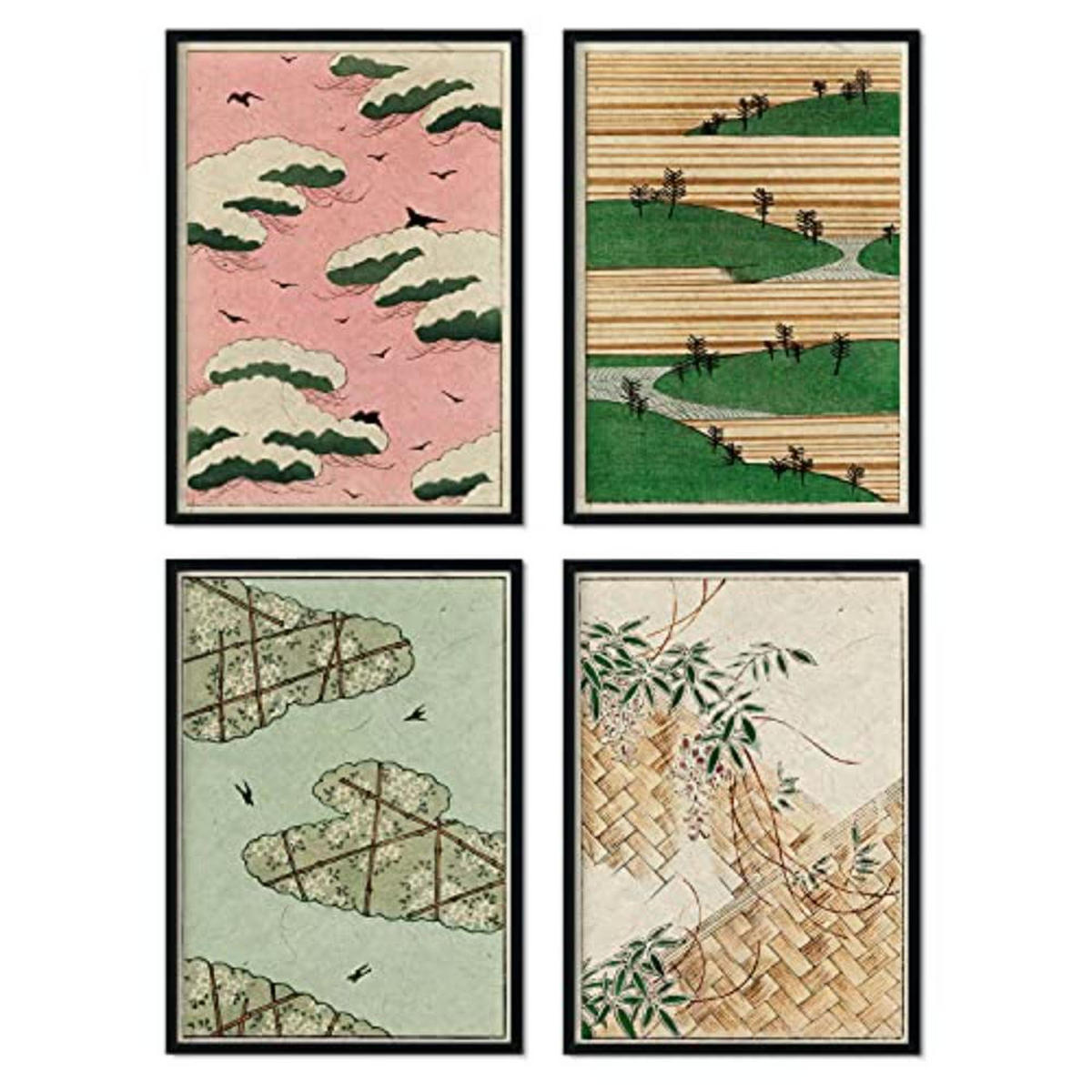 POSTER Set mit 4 Landschaftsblätter japanischen JahrgangMagazins Shin Bijutsukai A3 Rahmenlos - Klar, Papier (29.7/3cm) - Nacnic
