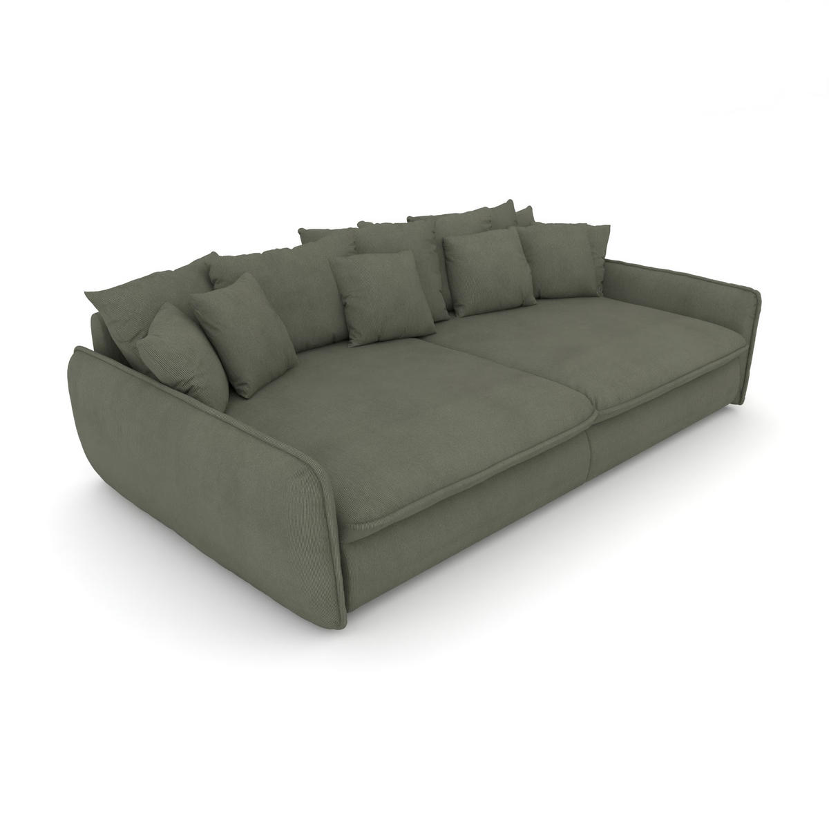 BIGSOFA Hereford XXL Cord Grün inkl. 12 Kissen 274/131/61 cm - Dunkelgrün, Kunststoff/Textil (274/61/131cm) - foamnova