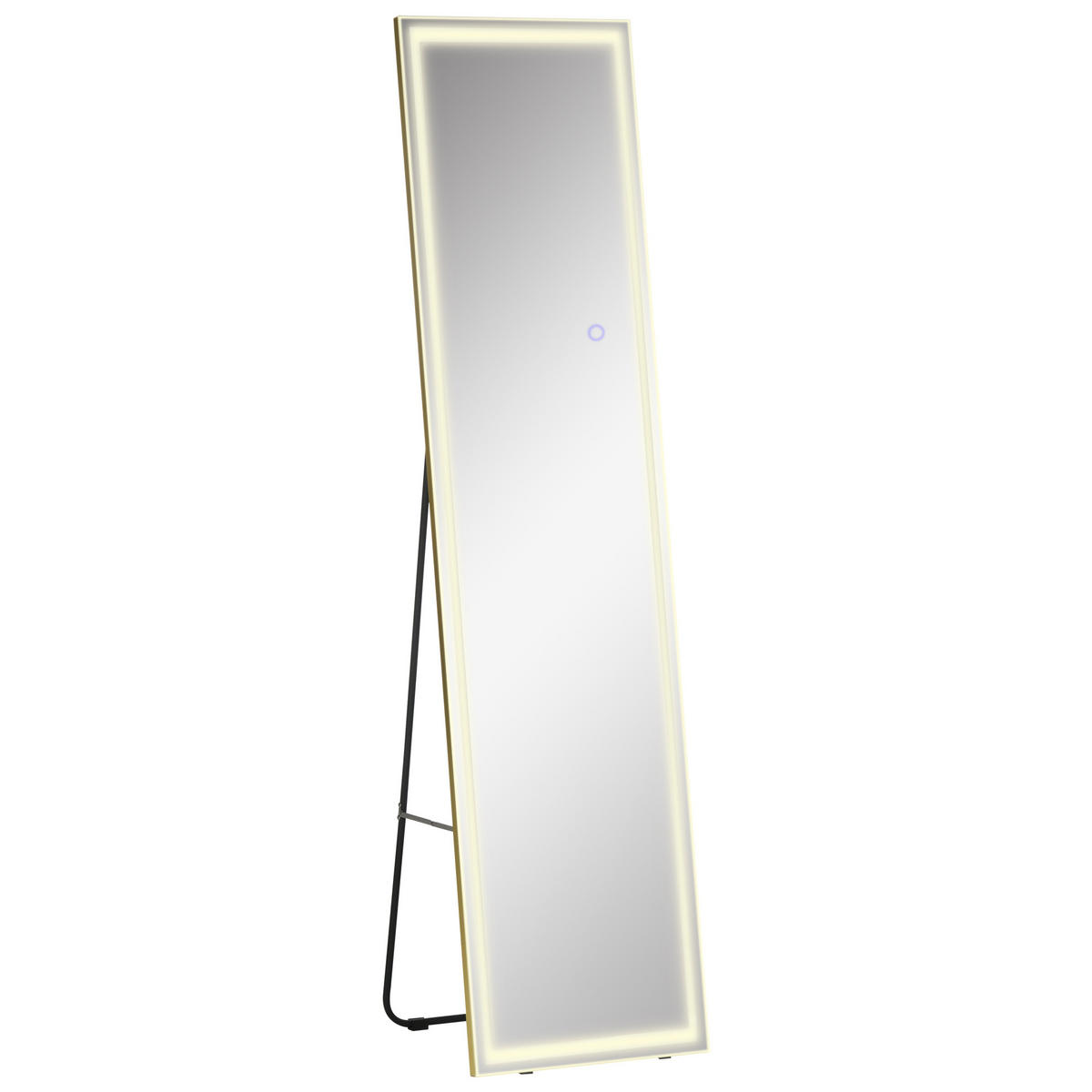 2 in 1 Standspiegel, Wandspiegel, Ganzkörperspiegel mit LED, Ankleidespiegel - Silberfarben, Glas (37/156.5/40cm) - HOMCOM