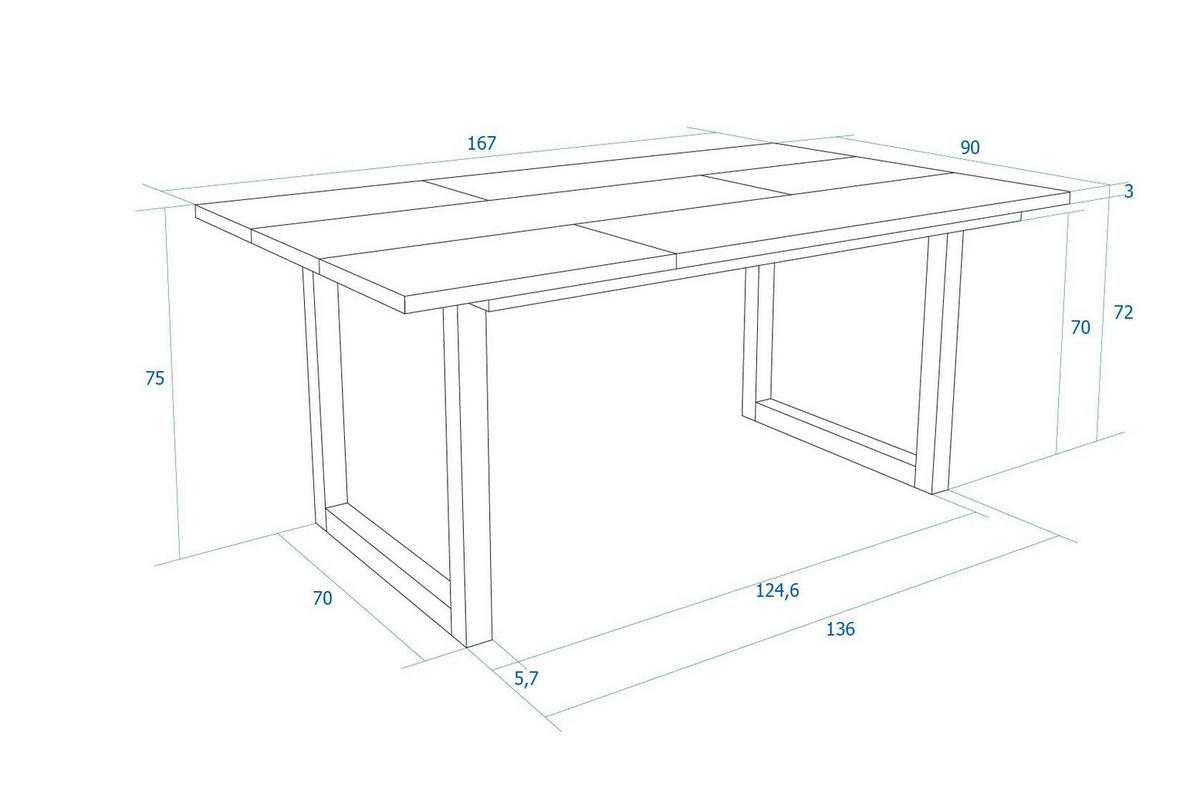 ESSZIMMERTISCH für 8 Gäste, eiche, 167/90/75cm - Eichefarben, Holzwerkstoff (90/167/75cm) - Skraut Home