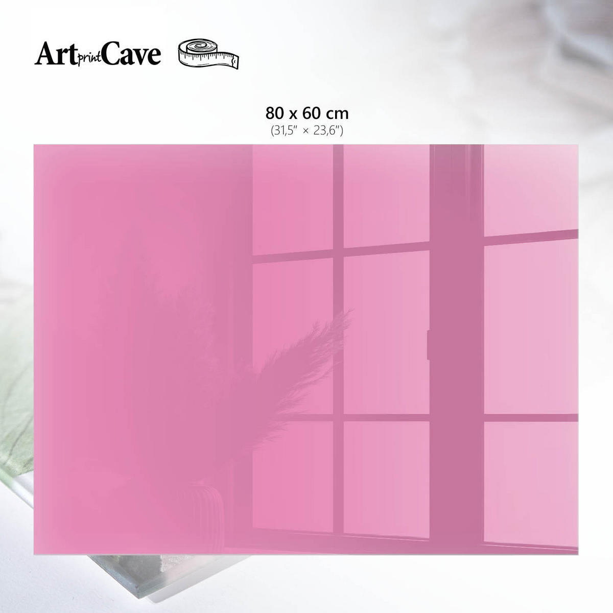 GLASPLATTE 80x60 cm – Kühles Rosa - Grau, Glas (0.4/80/60cm) - ArtPrintCave